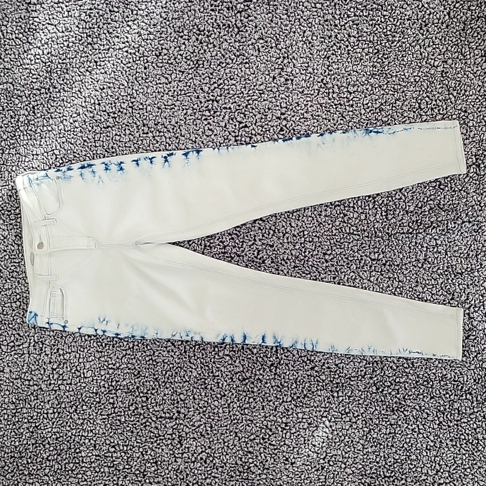 Old Navy High Rise Dip Dye Rockstar Super Skinny Jeans Blue/White Womens Size 2